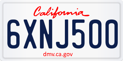 CA license plate 6XNJ500