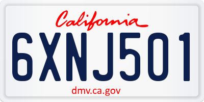 CA license plate 6XNJ501