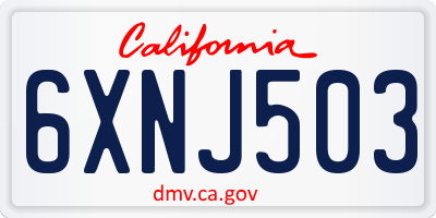 CA license plate 6XNJ503