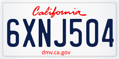 CA license plate 6XNJ504