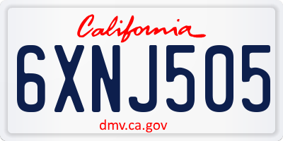 CA license plate 6XNJ505