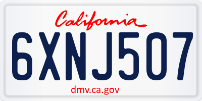 CA license plate 6XNJ507