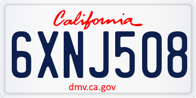 CA license plate 6XNJ508