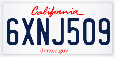 CA license plate 6XNJ509