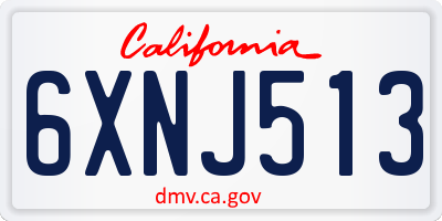 CA license plate 6XNJ513