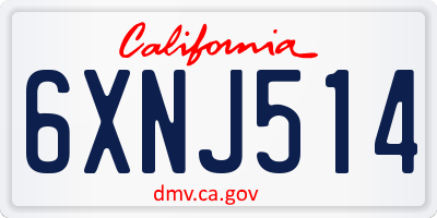 CA license plate 6XNJ514