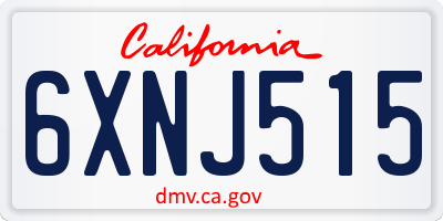 CA license plate 6XNJ515