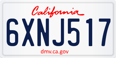 CA license plate 6XNJ517