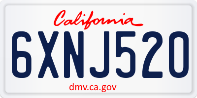 CA license plate 6XNJ520