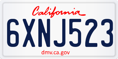 CA license plate 6XNJ523