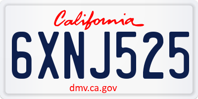 CA license plate 6XNJ525