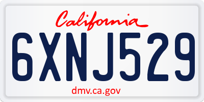 CA license plate 6XNJ529