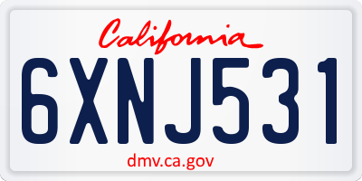 CA license plate 6XNJ531
