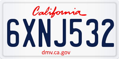 CA license plate 6XNJ532