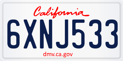 CA license plate 6XNJ533