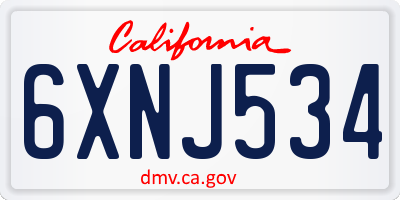 CA license plate 6XNJ534