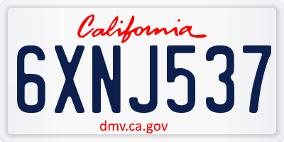 CA license plate 6XNJ537