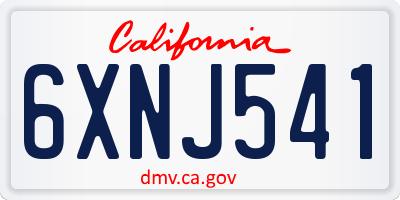 CA license plate 6XNJ541