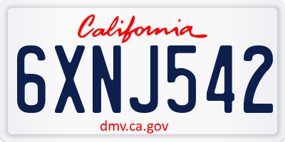 CA license plate 6XNJ542