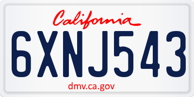 CA license plate 6XNJ543