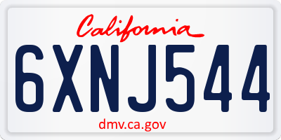 CA license plate 6XNJ544