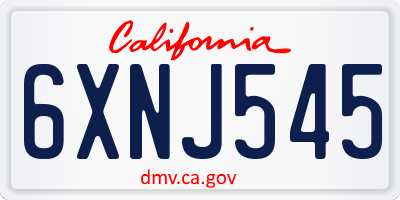 CA license plate 6XNJ545