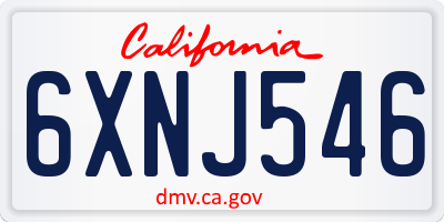 CA license plate 6XNJ546