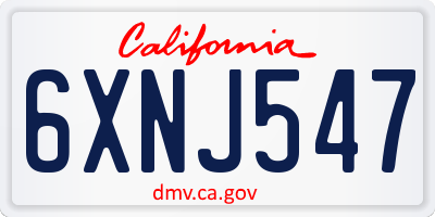CA license plate 6XNJ547
