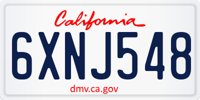 CA license plate 6XNJ548