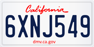 CA license plate 6XNJ549