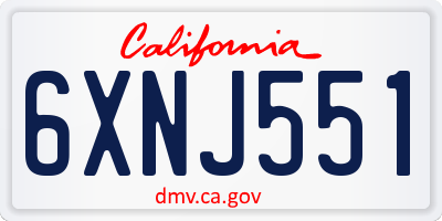 CA license plate 6XNJ551