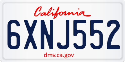 CA license plate 6XNJ552