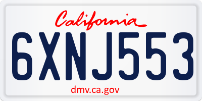 CA license plate 6XNJ553