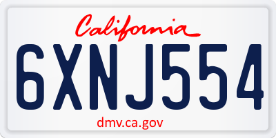 CA license plate 6XNJ554