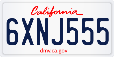 CA license plate 6XNJ555