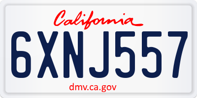CA license plate 6XNJ557