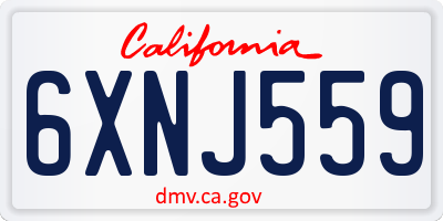 CA license plate 6XNJ559
