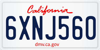CA license plate 6XNJ560