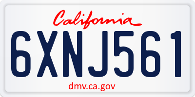 CA license plate 6XNJ561