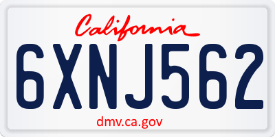 CA license plate 6XNJ562