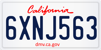 CA license plate 6XNJ563