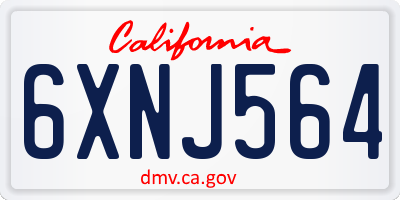 CA license plate 6XNJ564