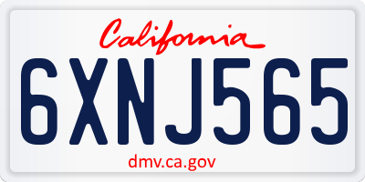 CA license plate 6XNJ565