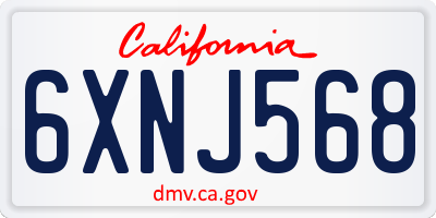 CA license plate 6XNJ568