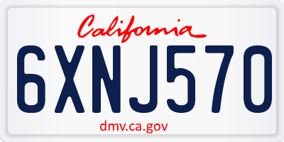 CA license plate 6XNJ570