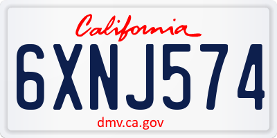 CA license plate 6XNJ574