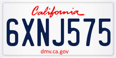 CA license plate 6XNJ575