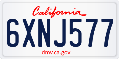 CA license plate 6XNJ577