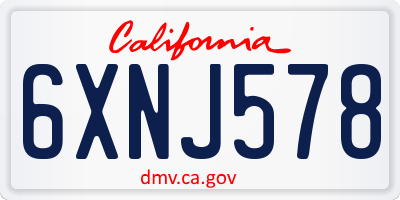 CA license plate 6XNJ578