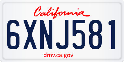 CA license plate 6XNJ581